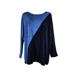 CHICO'S TRAVELERS COLOR BLOCK LONG SLEEVE TOP